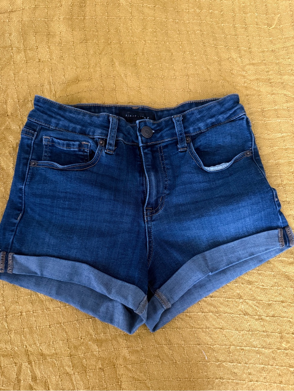 Aeropostale Dark Blue Rolled-Hem Denim Shorts